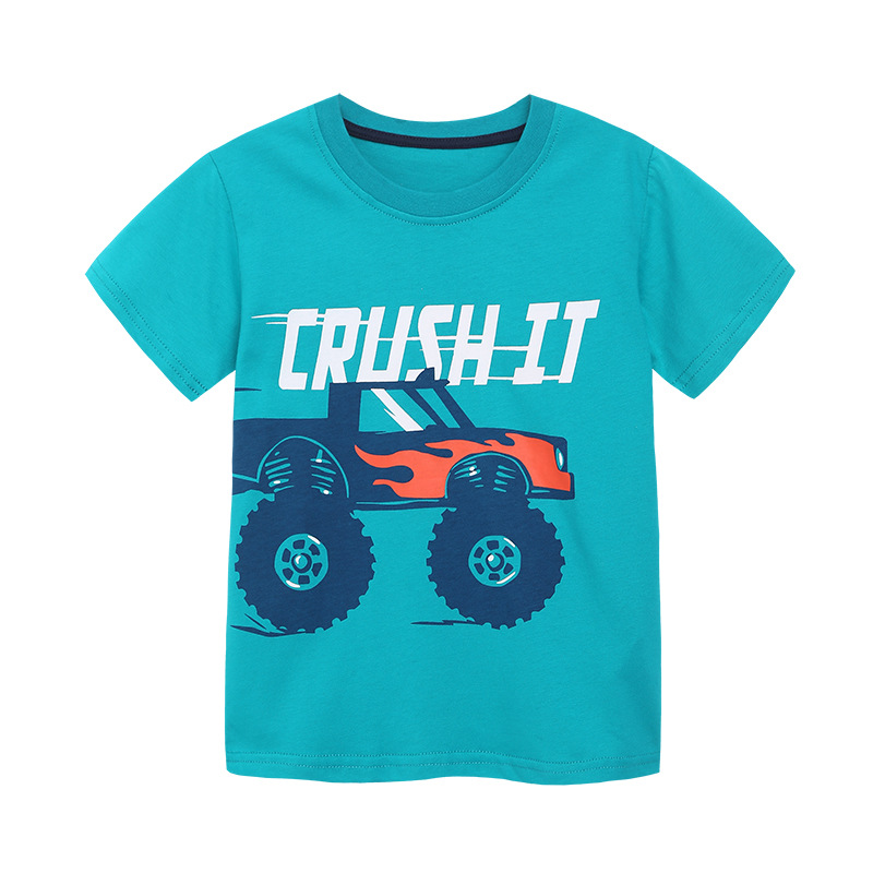 Camiseta de estilo europeo y americano para niños, nueva camiseta de verano de algodón tejido para niños, ropa infantil con cuello redondo, camiseta de manga corta con combinación de colores. image 7
