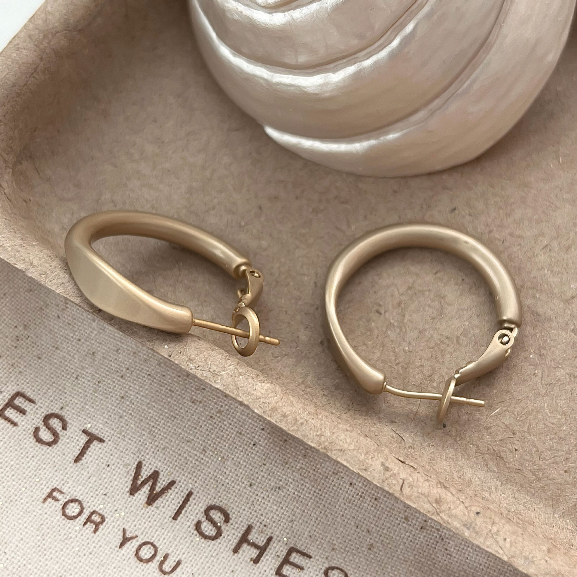 Matte coffee golden retro small design earrings