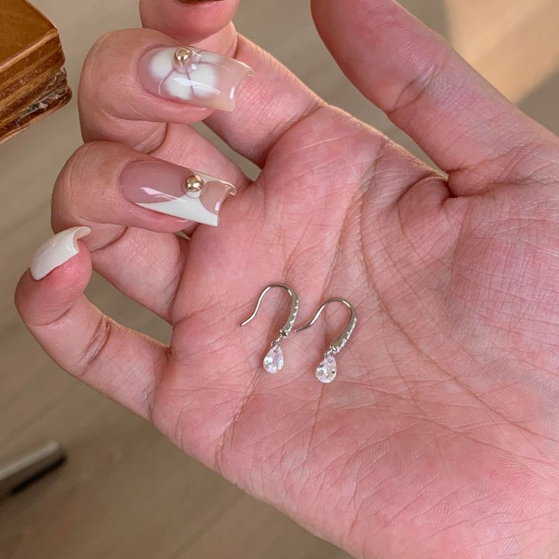 S925纯银灵动水滴耳勾耳环女款复古轻奢小众设计高级感小红书耳环|undefined