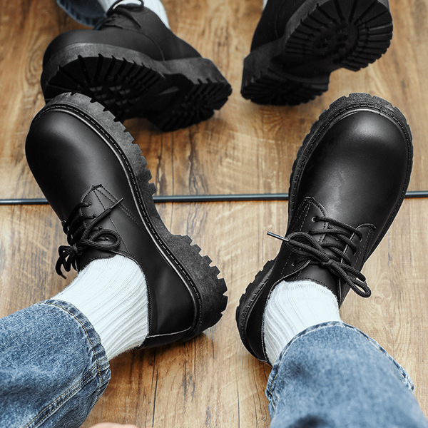 Japanese casual trend black exclusive shoes English style platform