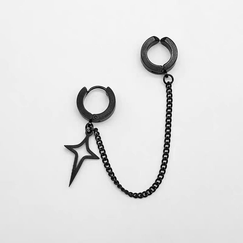 Black 1 ear clip 1 ear pier