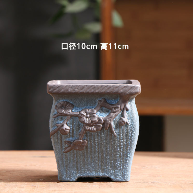 Azul burbuja esmalte maceta de cerámica carne especial balcón casero cerámica gruesa cerámica especial maceta de cerámica al por mayor