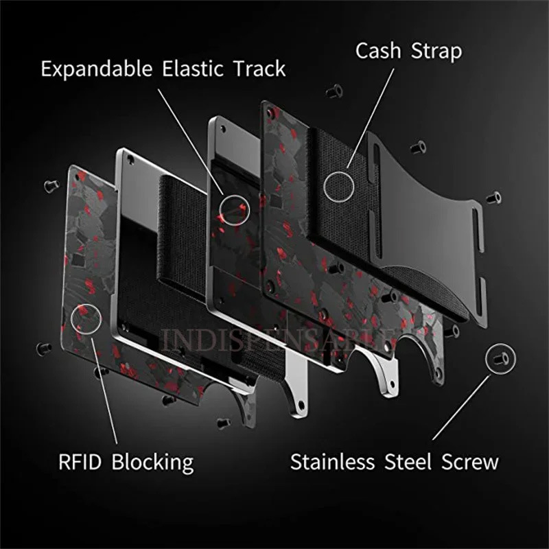 Cartera ultrafina minimalista azul de carbono forjado para hombres Transfronterizo especial de carbono forjado titular de la tarjeta RFID titular de la tarjeta de metal rojo carbono forjado