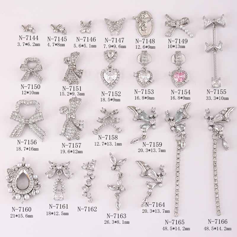 Lz New Nail Art Accessories Diamond Decorations Sparkling Light Luxury Nail Zircon Diamond Super Shiny Heart Nail Decoration Bow