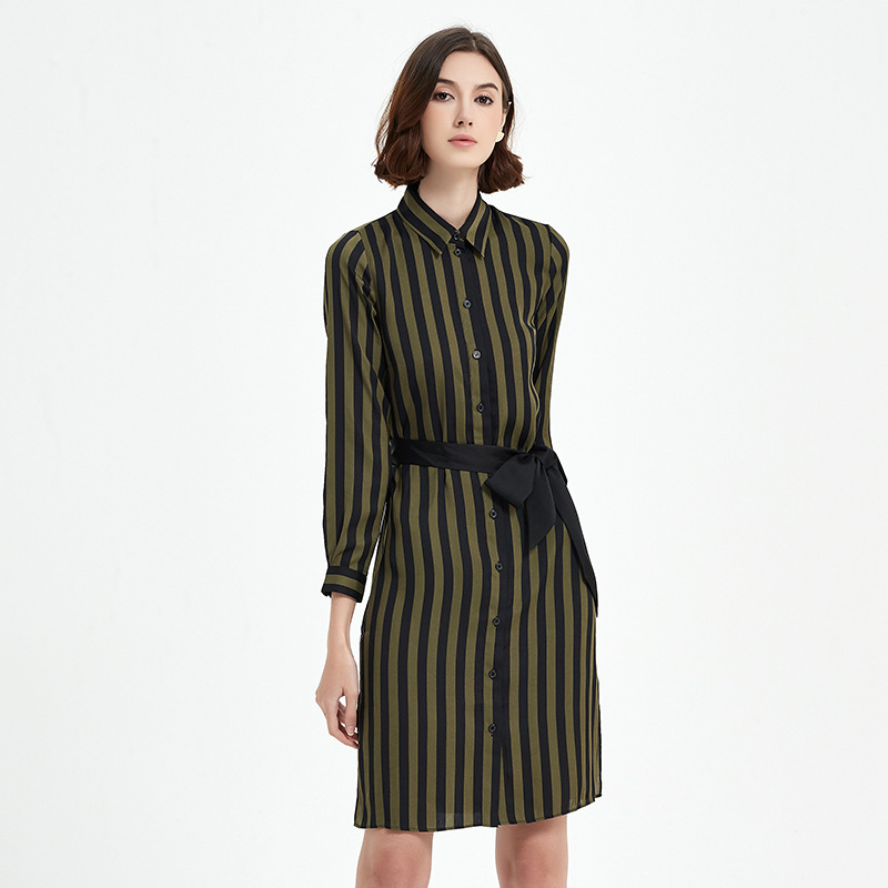 2023 Spring and Summer New French Style Elegant Romantic Striped Slim Midi Long Sleeve Dress Women High-end Sense