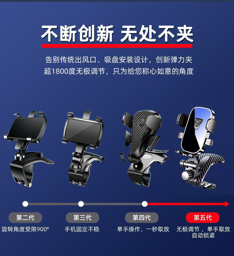 Longqi's New Upgraded Car Mobile Phone Holder Car Dashboard Crocodile Clip Navigation Car Fixed Support Bracket