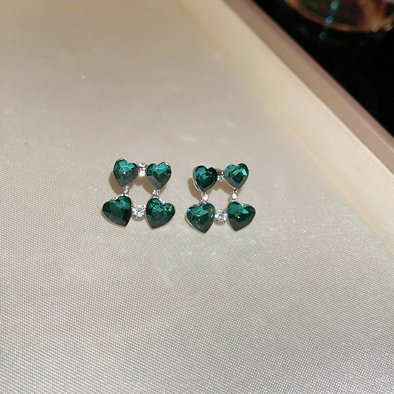 Aguja de plata, circón, diamantes, pendientes geométricos, lujo ligero, pendientes simples, de alta gama, pendientes, temperamento, pendientes de todo fósforo, mujeres al por mayor