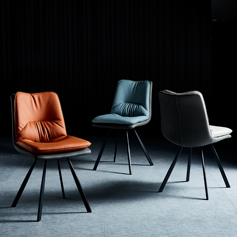 Nordic light luxury double-layer dining chair 2022 new household modern minimalist leather back cushion chair dining table chair