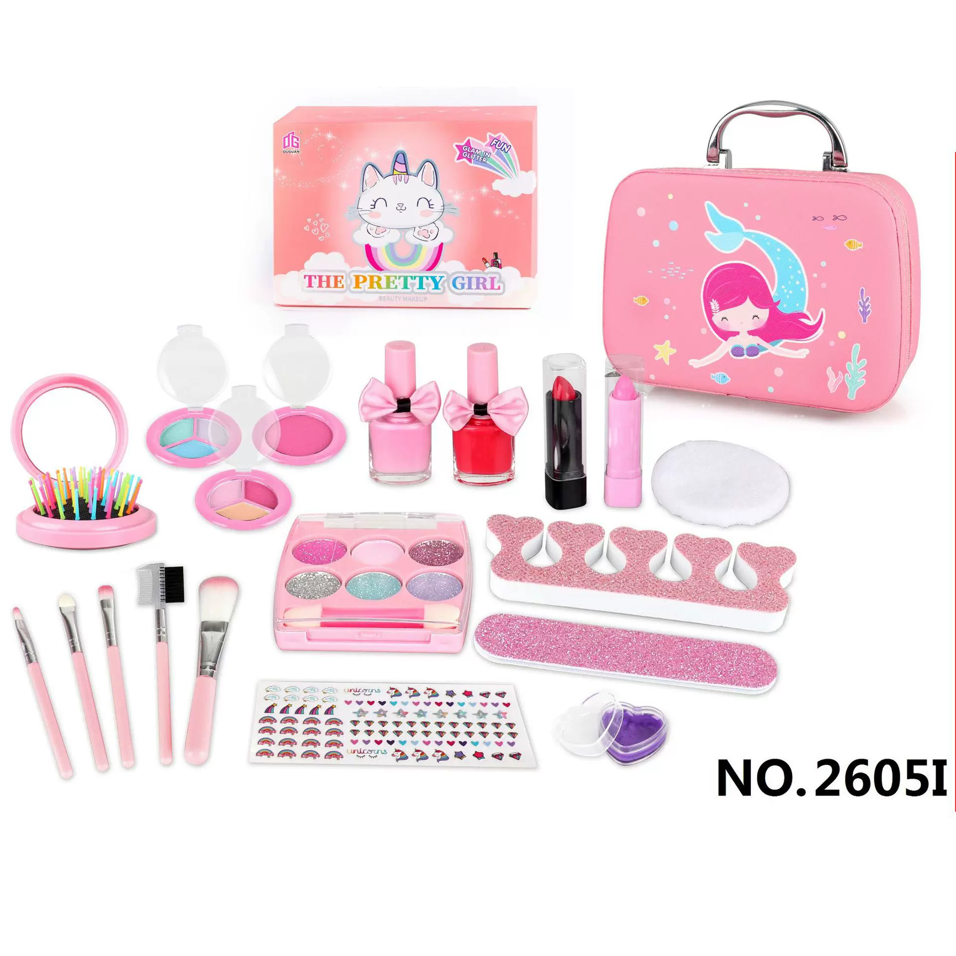 跨境亚马逊DIY女孩化妆手提包玩具儿童Makeup梳妆公主彩妆套装