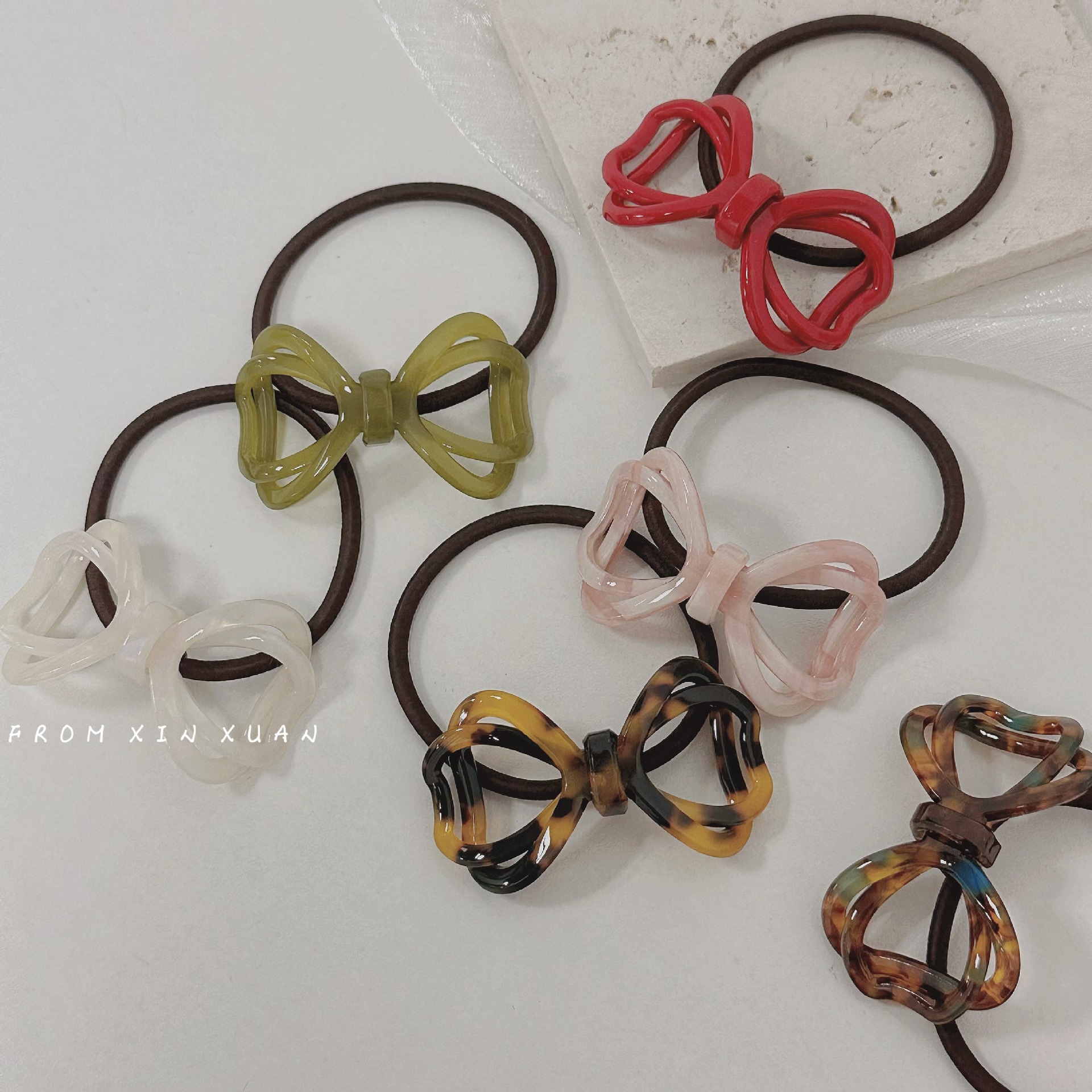 Anello per capelli con fiocco cavo e motivo a alone in stile coreano, temperamento, corda per capelli, coda di cavallo, corda per capelli elastica alta, accessori per capelli_voghion.com