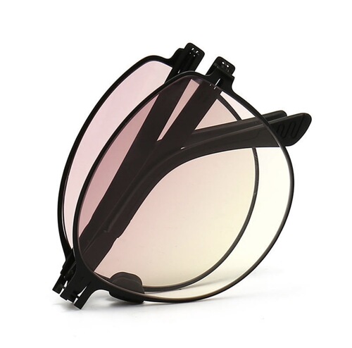 2024 Trendy WAVE Style A28 Steel Frame Folding Sunglasses for Women, UV Protection, Ultra-Lightweight, Portable Black