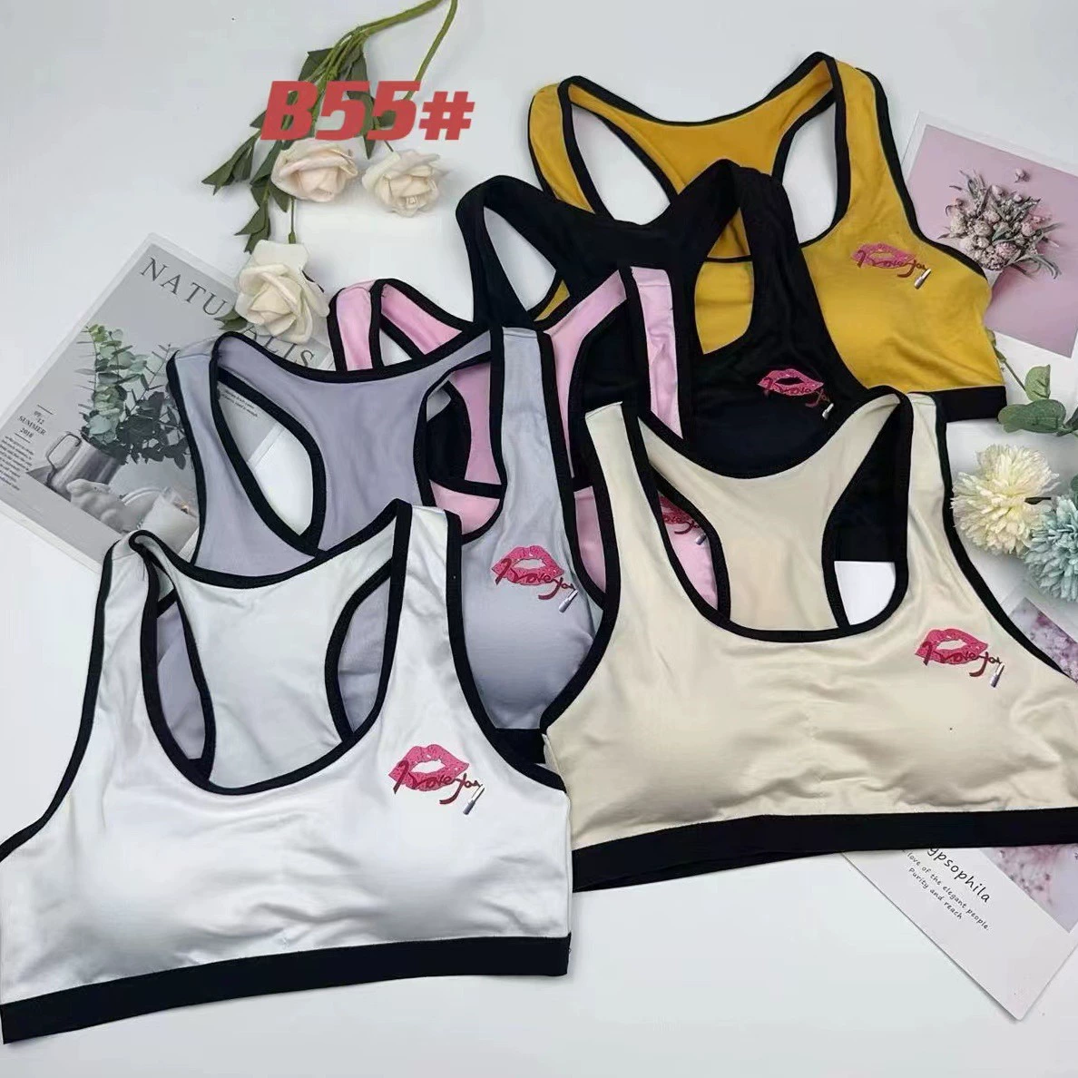 Новый маленький жилет модная губная печать с принтом Gongzi красивая спина съемная нагрудная подушка удобная дышащая анти-легкая жилет для женщин