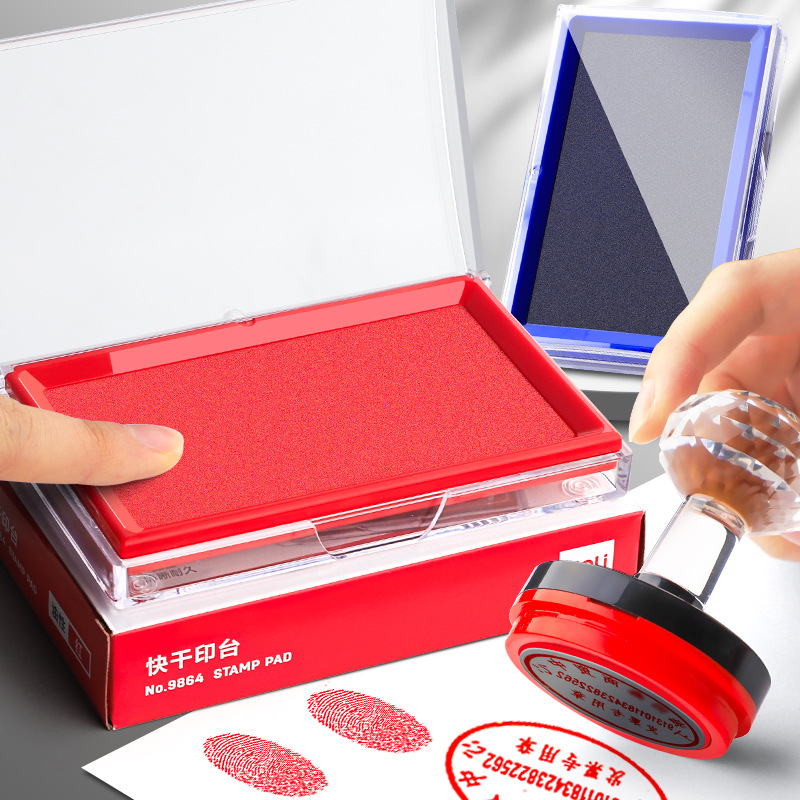 Deli inkpad mesa de impresión de secado rápido Rojo Negro Indonesio suministros de oficina rojo inkpad sello de arcilla dura sello de barro