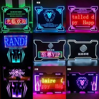 定制LOGO发光LED彩色显示屏幕手举牌KTV酒吧编程酒座灯牌应援