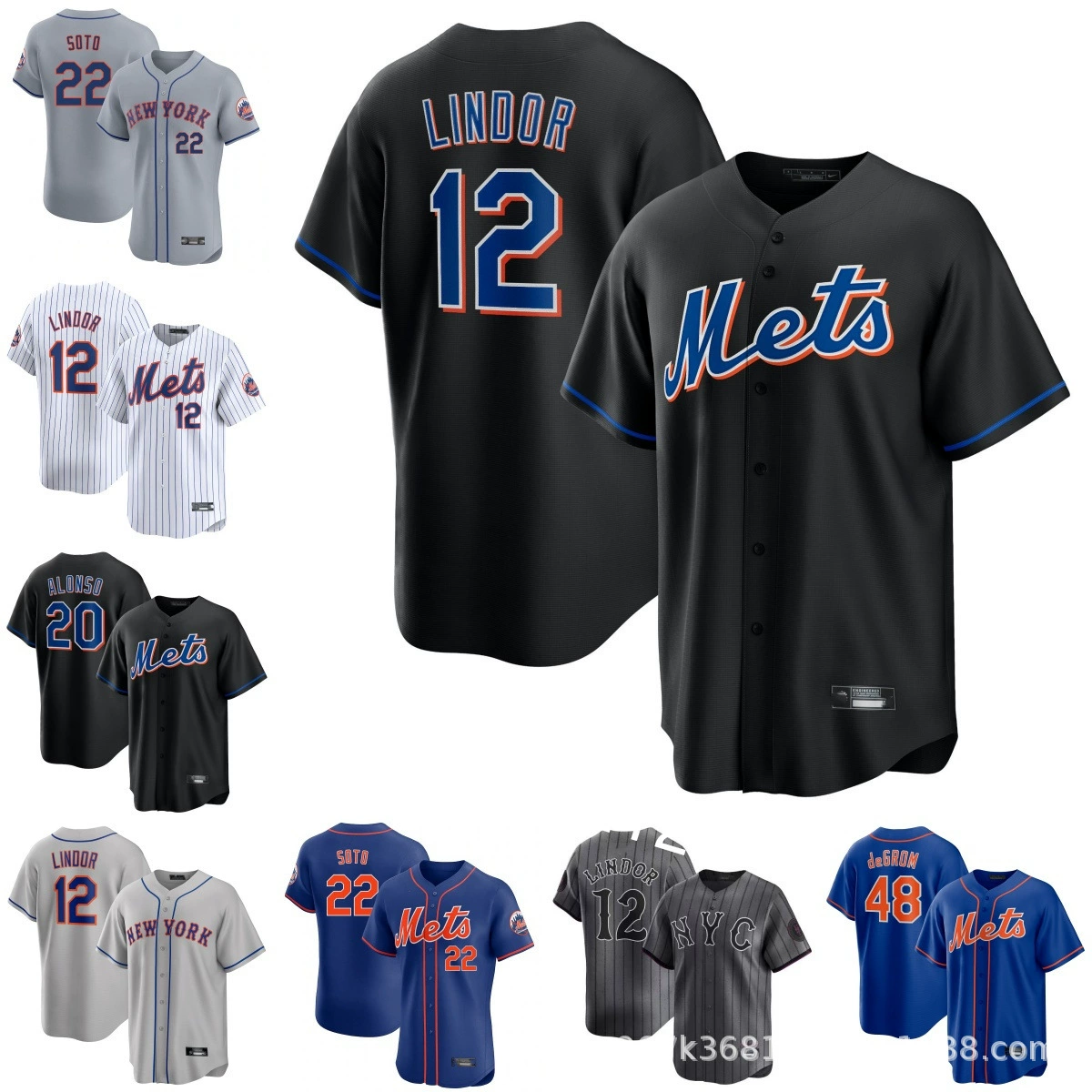 Джерси Mets Mets 22 Soto 12 Lindor Джерси бейсбольная форма экспорт дропшиппинг