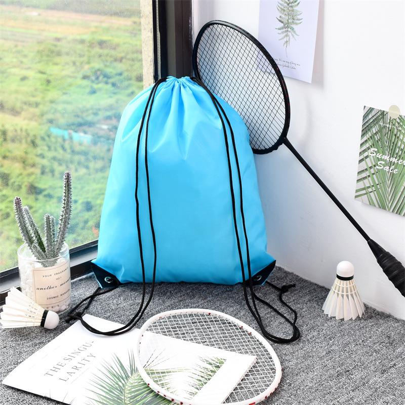 210d bolsa de cordón de poliéster Oxford mochila de cordón de tela en stock bolsa de publicidad de entrenamiento para estudiantes impresión personalizada