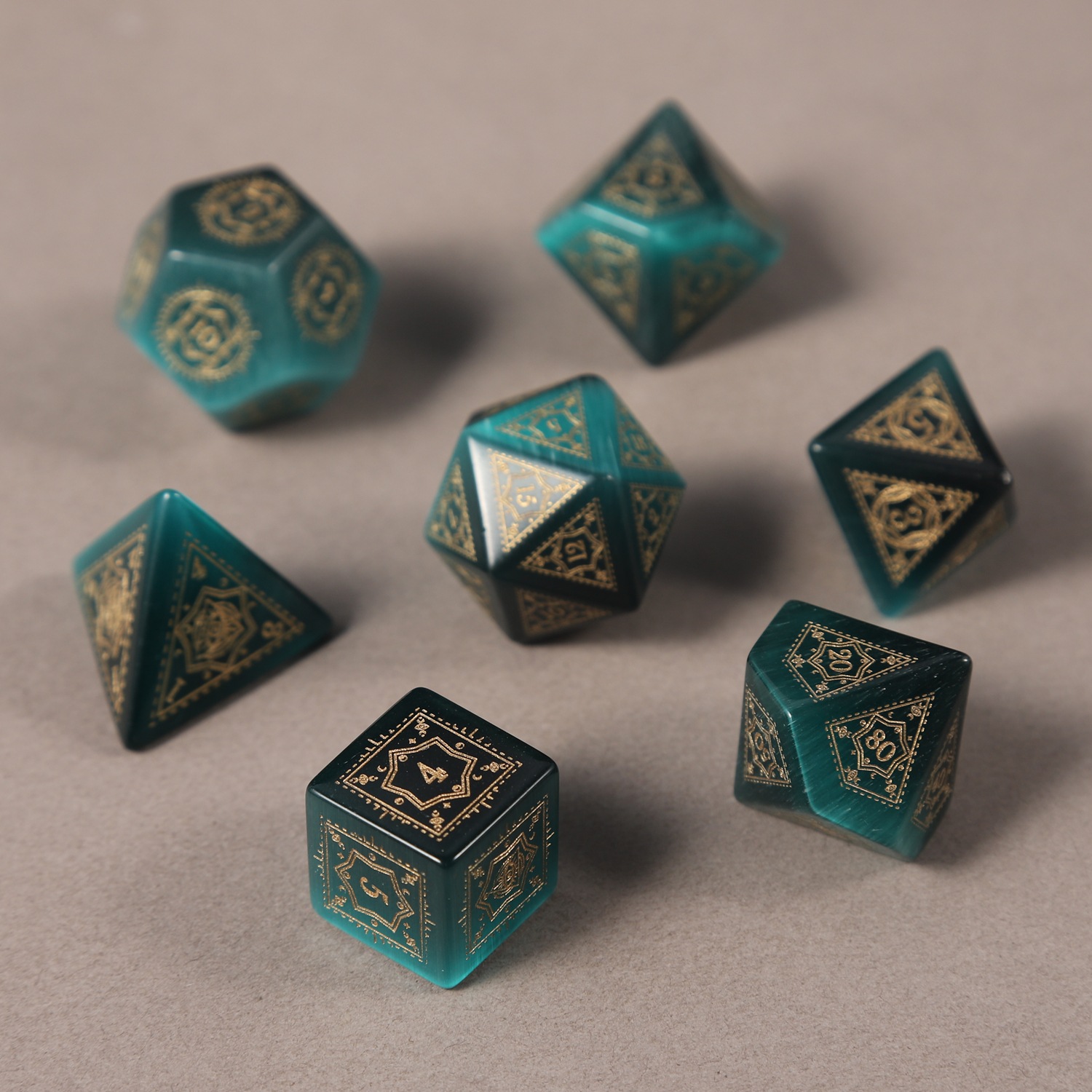 여섯개 별무늬-캣츠아이-피콕블루 45 [7개 세트]