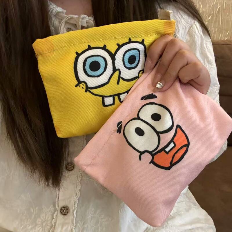 Original New Cartoon Spongebob Squarepants Cosmetic Bag, High-Looking, Large-Capacity Storage Bag, Convenient Clutch Bag for Going Out