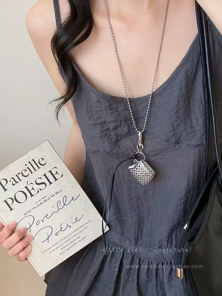 70#Black ribbon mesh bag