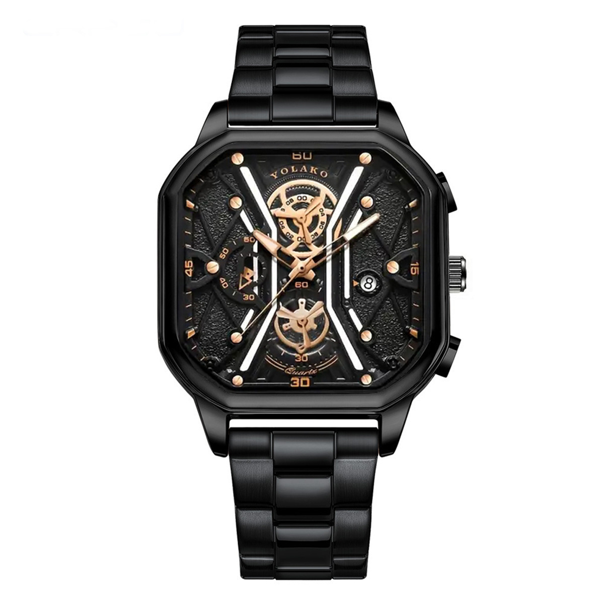 Wrist Watch Non-mechanical Watch Large Dial Men's Watch Men's Watch Super Large New Concept Calendar Creative Belt Steel Band Watch_voghion.com