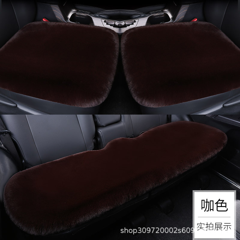 車のクッション冬のぬいぐるみ冬の保温と厚いぬいぐるみ背もたれのない3点セットの滑り止めシートカバーのシングルスペーサー|undefined