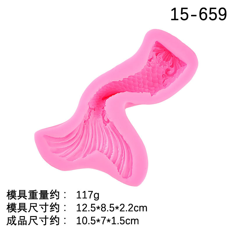 3D sirena cola océano serie DIY fondant pescado cola chocolate pastel epoxi colgante molde