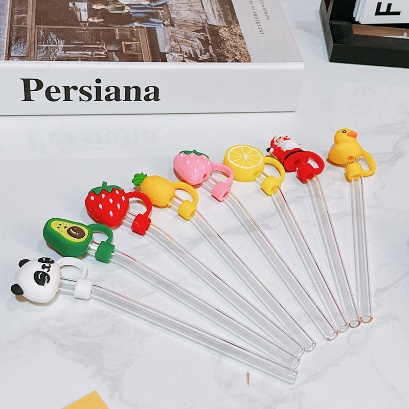 20g Weight Straw Decorative Cap Kitchen and drinking utensils 1 Piece Quantity Daily Occasion Silica Gel Material Christmas Festival Santa Claus, Fruit Pattern Cute Style Christmas Cute Santa Claus Fruit Silica Gel Straw Decorative Cap 1 Piece 7