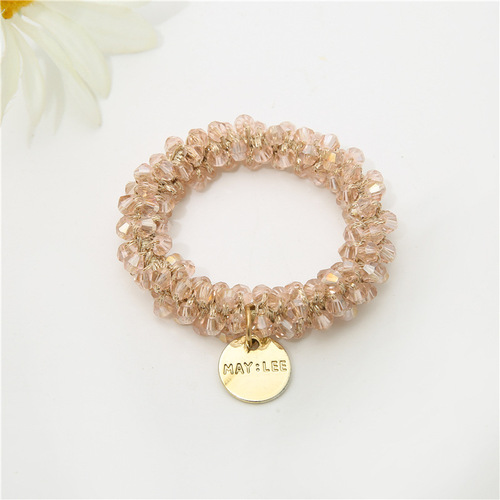 Korean style simple personalized crystal hair band ins Internet celebrity forest style best friend lady ponytail rubber band bracelet dual use