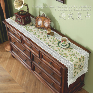 American Floral Jacquard Table Flag, Retro Lace, High-End Tea Flag, Table Flag, Tv Cabinet, Cupboard Decorative Tablecloth