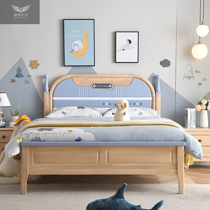 Nórdico juvenil de madera maciza cama infantil 1,2 m cama individual 1,5 m para niños y niñas almacenamiento cama de madera maciza