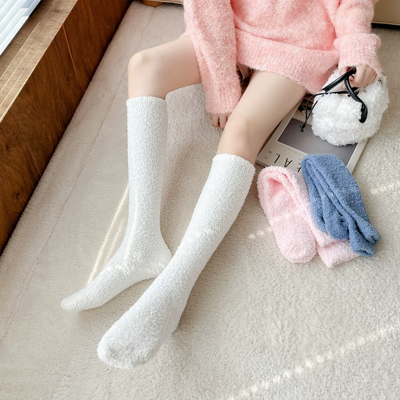 Breathable coral velvet keep warm knee socks