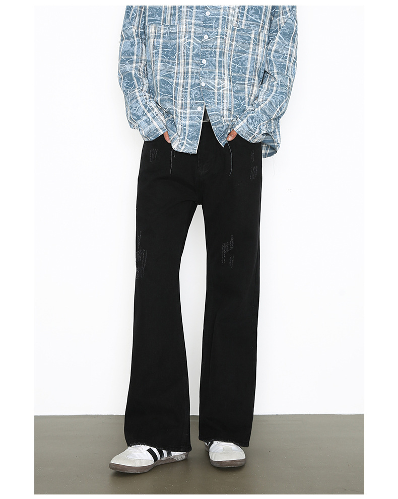 Flare Jeans High Street Style Loose Fit Straight Leg Slim Fit Long Pants American Trendy Brand Retro in Stock_mkmklike.com