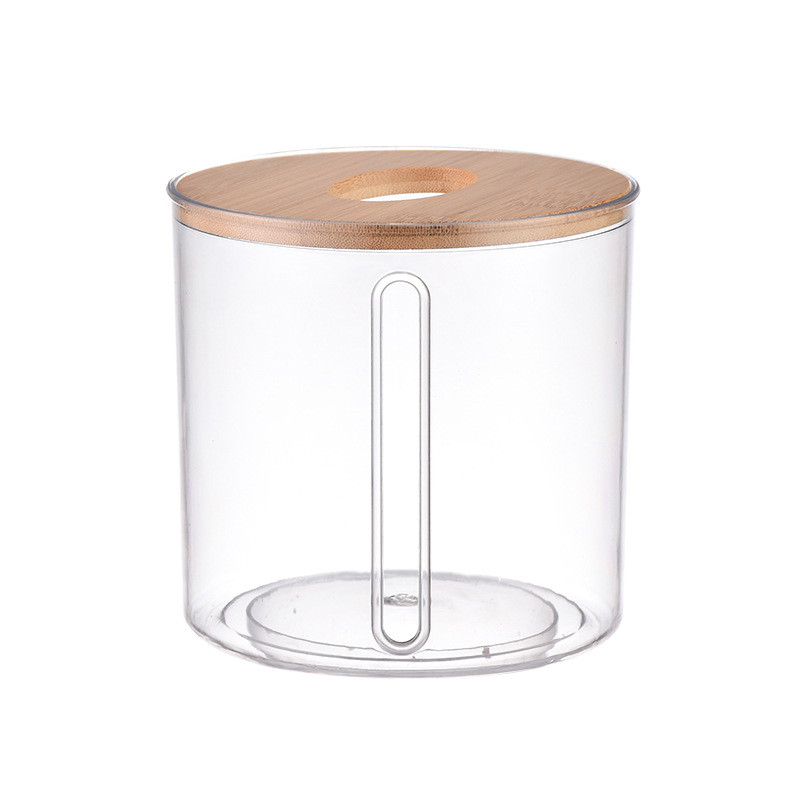 Cubierta de madera de bambú caja de pañuelos de lado redondo creativo doble bombeo tubo de papel cocina baño rollo de papel tubo de almacenamiento