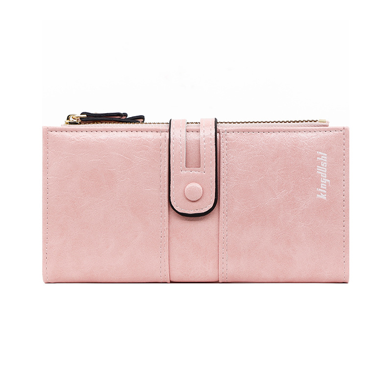 Nueva billetera larga de las mujeres de moda simple estilo coreano de gran capacidad hebilla cremallera bolsa de embrague multi-Tarjeta billetera