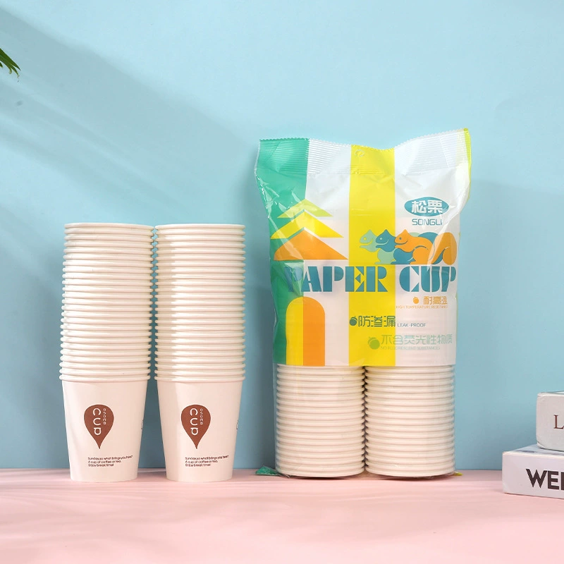 Оптовая одноразовая бумажная чашка для домашнего утолщения стакан для питья горячий напиток холодный напиток чашка для чая офисная коммерческая одноразовая чашка