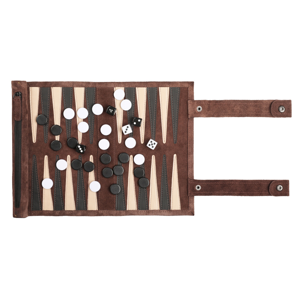 Backgammon And Chess Two-in-one Board, Double-sided, Ultra-thin Velvet Surface, Portable Outdoor Travel Chessboard_desvips.com