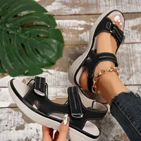 Summer Platform Sandals with Velcro Straps for Leisure, Imported, Plus Size