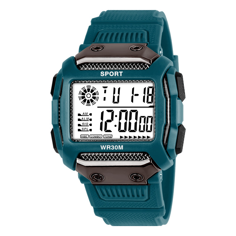 Reloj electrónico deportivo cuadrado simple, estudiantes de secundaria y preparatoria, cronógrafo deportivo, alarma luminosa, fabricante de relojes electrónicos al por mayor