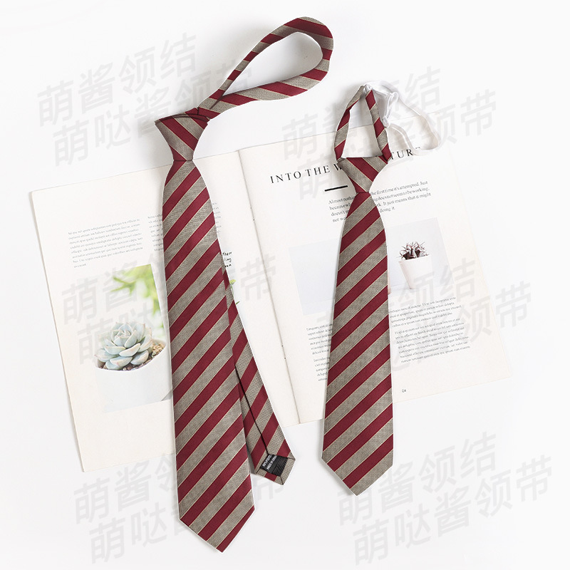 Red Striped Retro Lazy jk College Style Tie Women's Shirt Decoration dk Hand Tie Men's Accessories Trendy