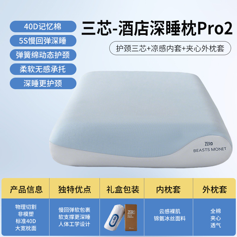 アトゥールホテルと同じスタイルのディープスリープピローPRO2メモリーピロー、頸椎サポート大人用枕、低反発メモリーフォーム枕芯