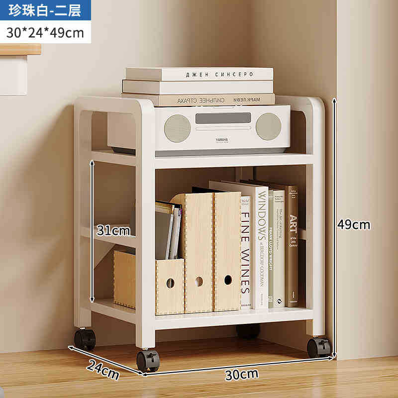 Estantería simple piso multi-capa de almacenamiento de hierro estrecha costura escritorio lateral móvil pequeña estantería estante