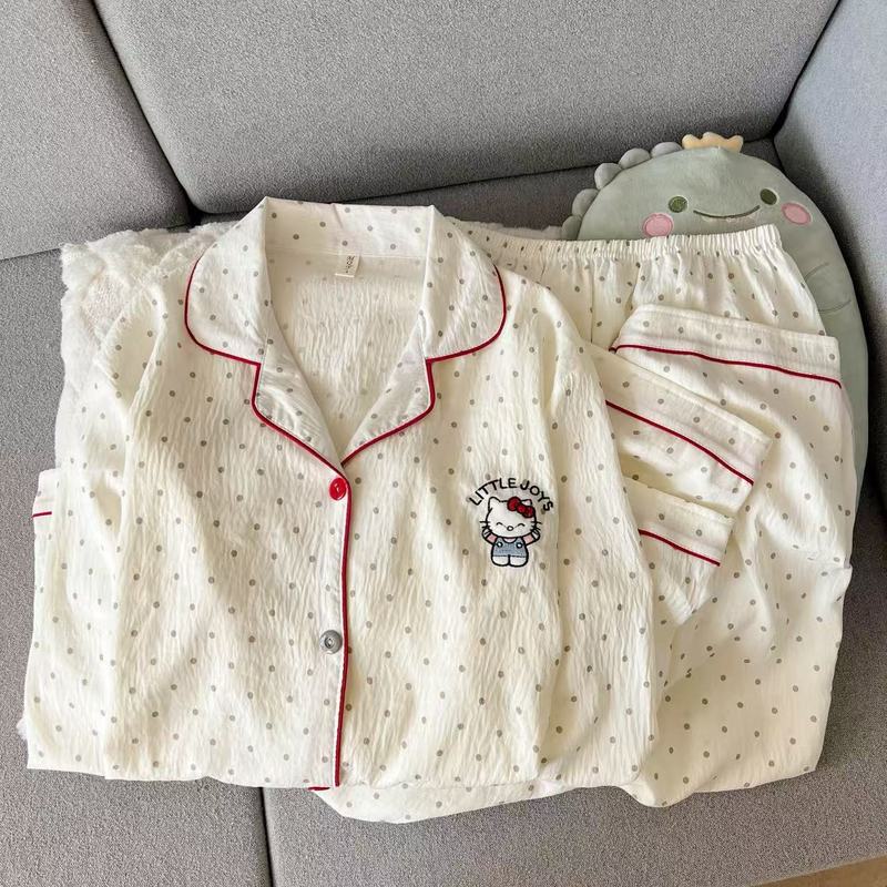 云朵棉睡衣女士春秋天新款长袖长裤卡通可爱学生可外穿家居服套装|undefined
