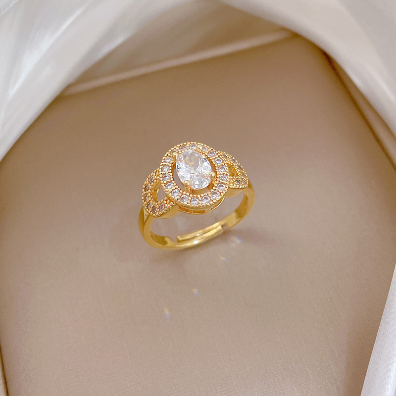 Anello leggero di lusso a forma di uovo con diamanti incastonati, apertura regolabile, gioiello semplice giapponese, anello per coppie_voghion.com