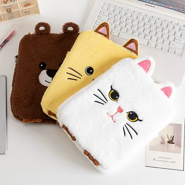 Cartoon Red Panda iPad Case Laptop Sleeve Plush Embroidery Apple Pro 11inch 13inch Storage Bag