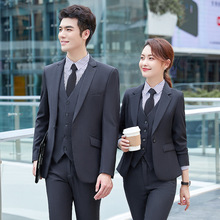 男女同款职业装行政套装公务员工装西装售楼处工作服蓝色西装正装