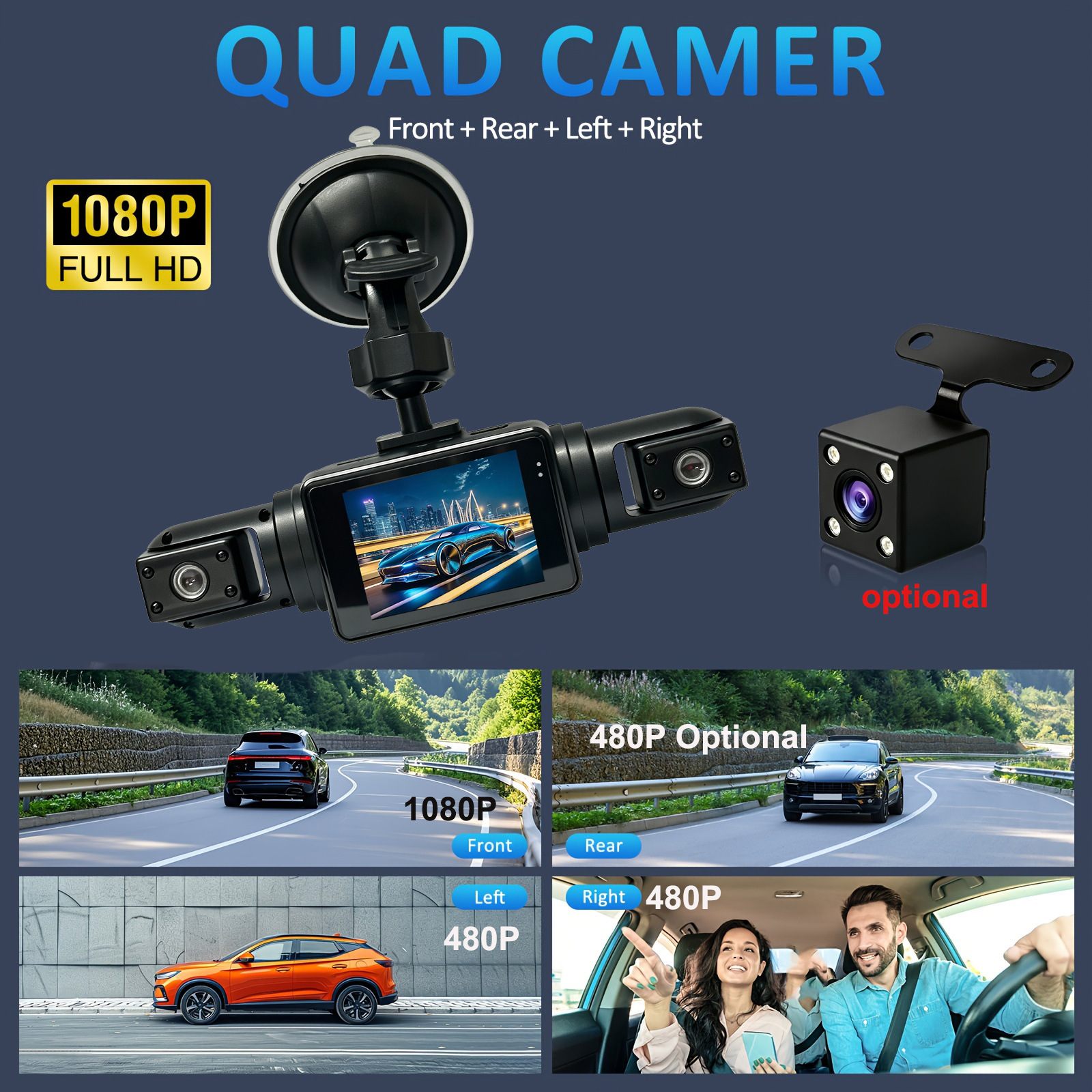 In-stock SY2004 HD Night Vision 1080P Four-Camera Recorder 4-Lens 4-Channel Dash Cam