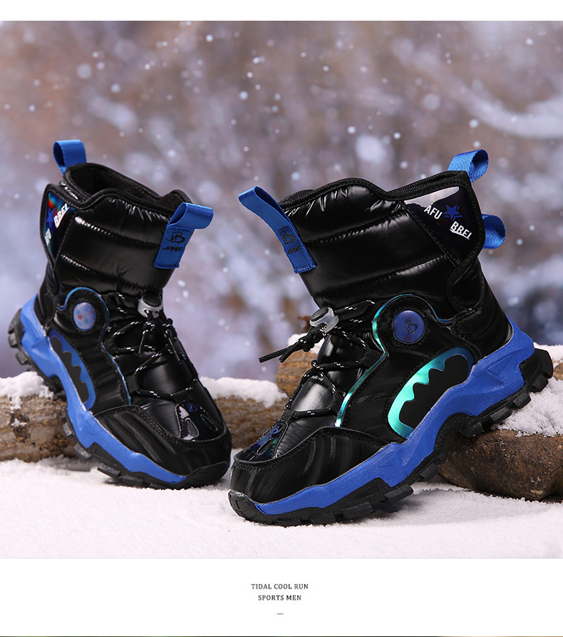 Dicke Schneestiefel für Kinder im Winter für Jungen und Mittelschüler, rutschfest, wasserdicht, plüschig und warm_voghion.com