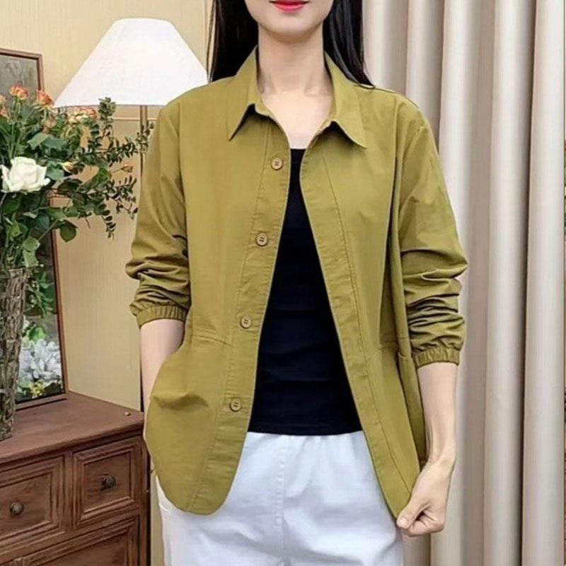 New Autumn Product for Age-Reducing Moms: Pure Cotton Long-Sleeve Shirt for Middle-Aged Women, Loose Fit, Plus Size, Stylish, Lightweight, Versatile Jacket New Autumn Product for Age-Reducing Moms: Pure Cotton Long-Sleeve Shirt for Middle-Aged Women, Loose Fit, Plus Size, Stylish, Lightweight, Versatile Jacket