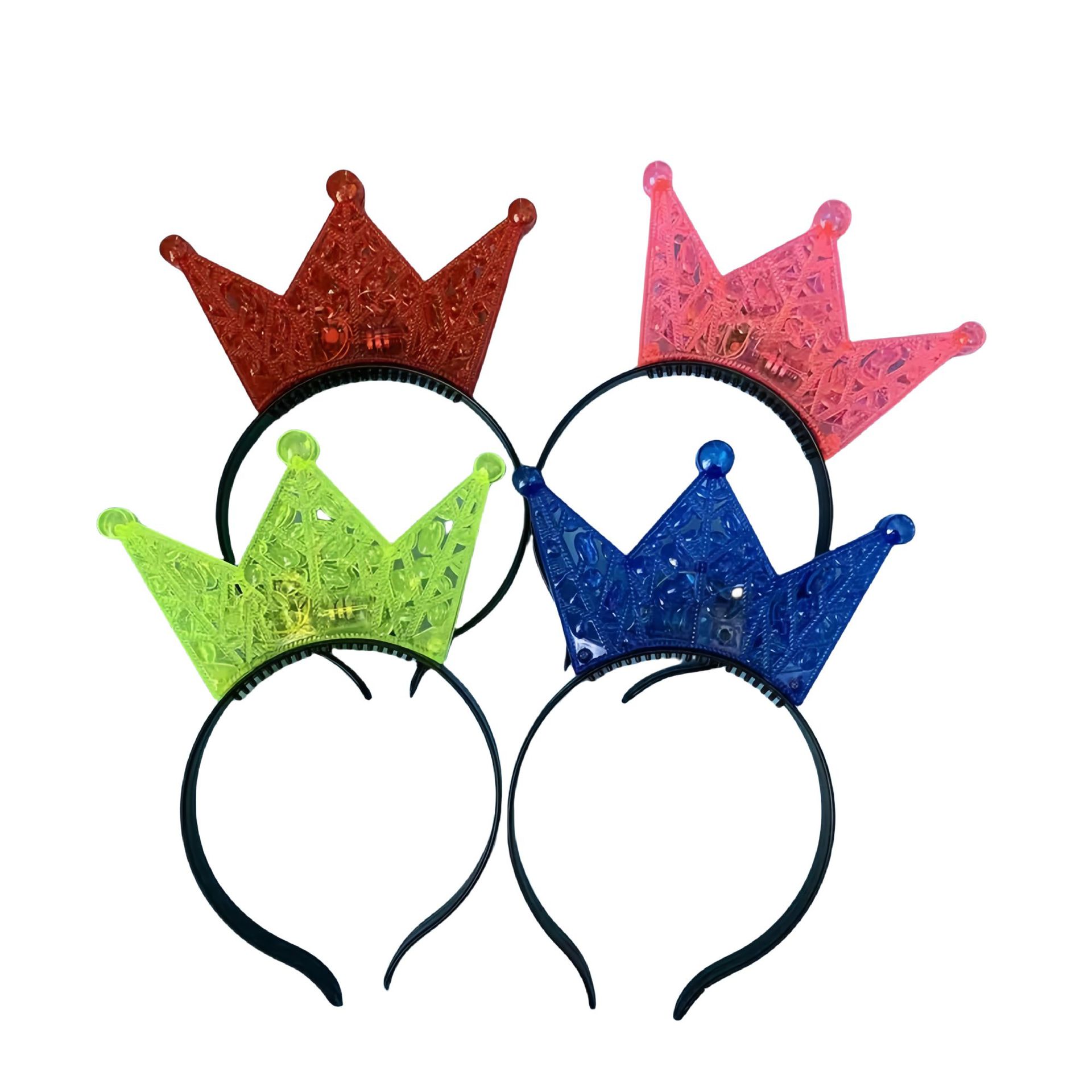 2024 moda hueco corona cabeza hebilla luminosa diadema plástico creativo tocado juguete noche mercado fábrica al por mayor