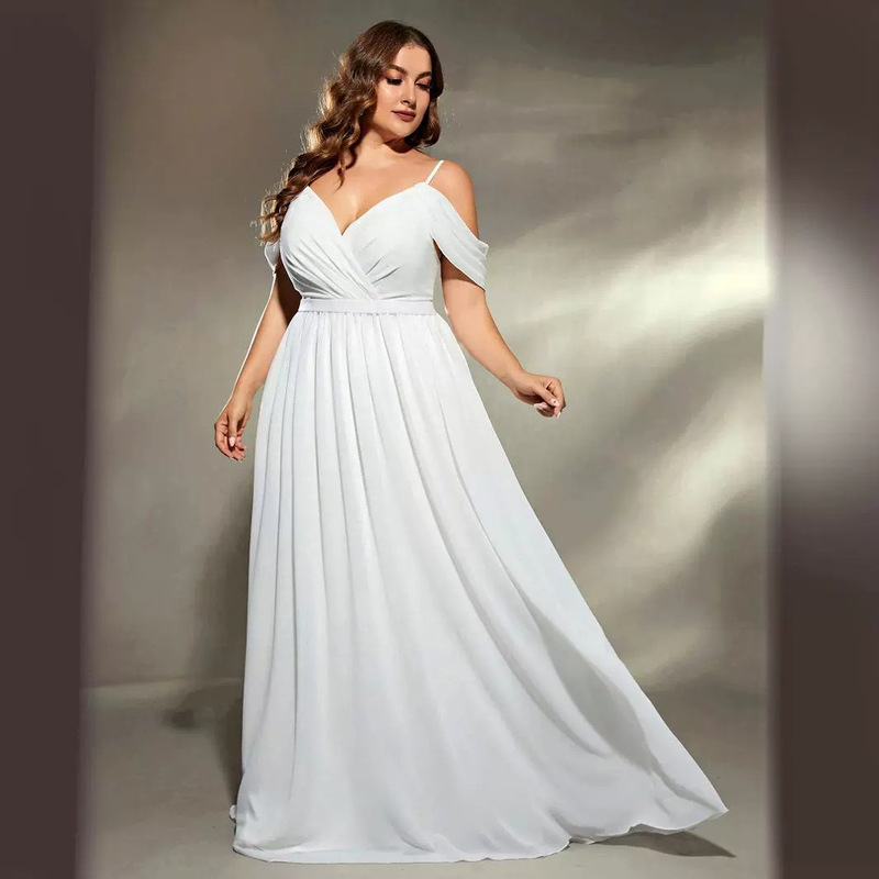 Cross-Border Evening Dress White Off-Shoulder Suspender Dress Bridesmaid Group Evening Dress Autumn New Manufacturer Supply Cross-Border Evening Dress White Off-Shoulder Suspender Dress Bridesmaid Group Evening Dress Autumn New Manufacturer Supply